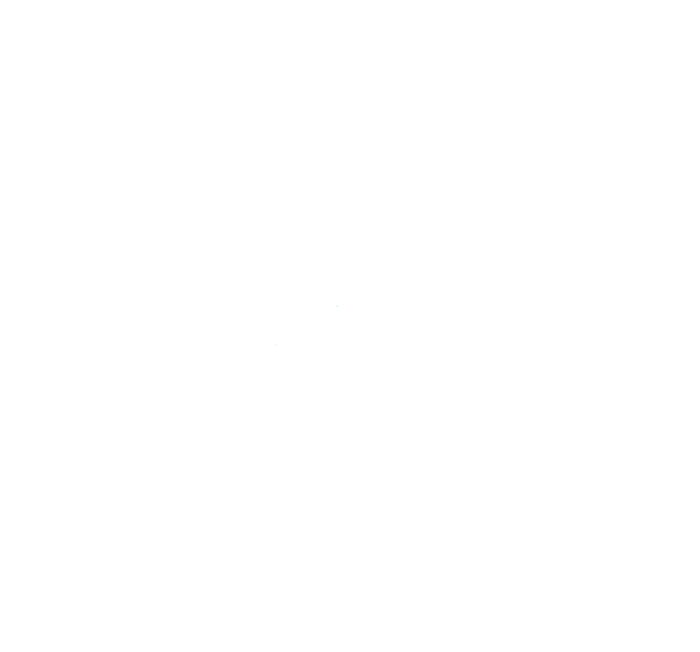 Logo mit symmetrischem, weißem Schaltkreis-ähnlichem Muster auf schwarzem Hintergrund